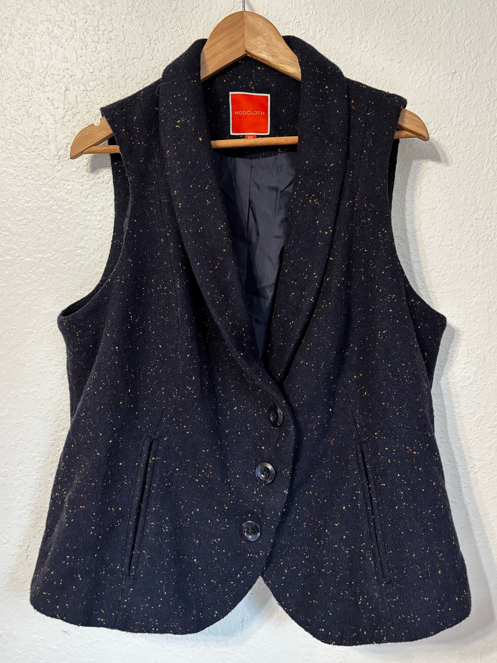 Modcloth Navy Speckled Vest 2X